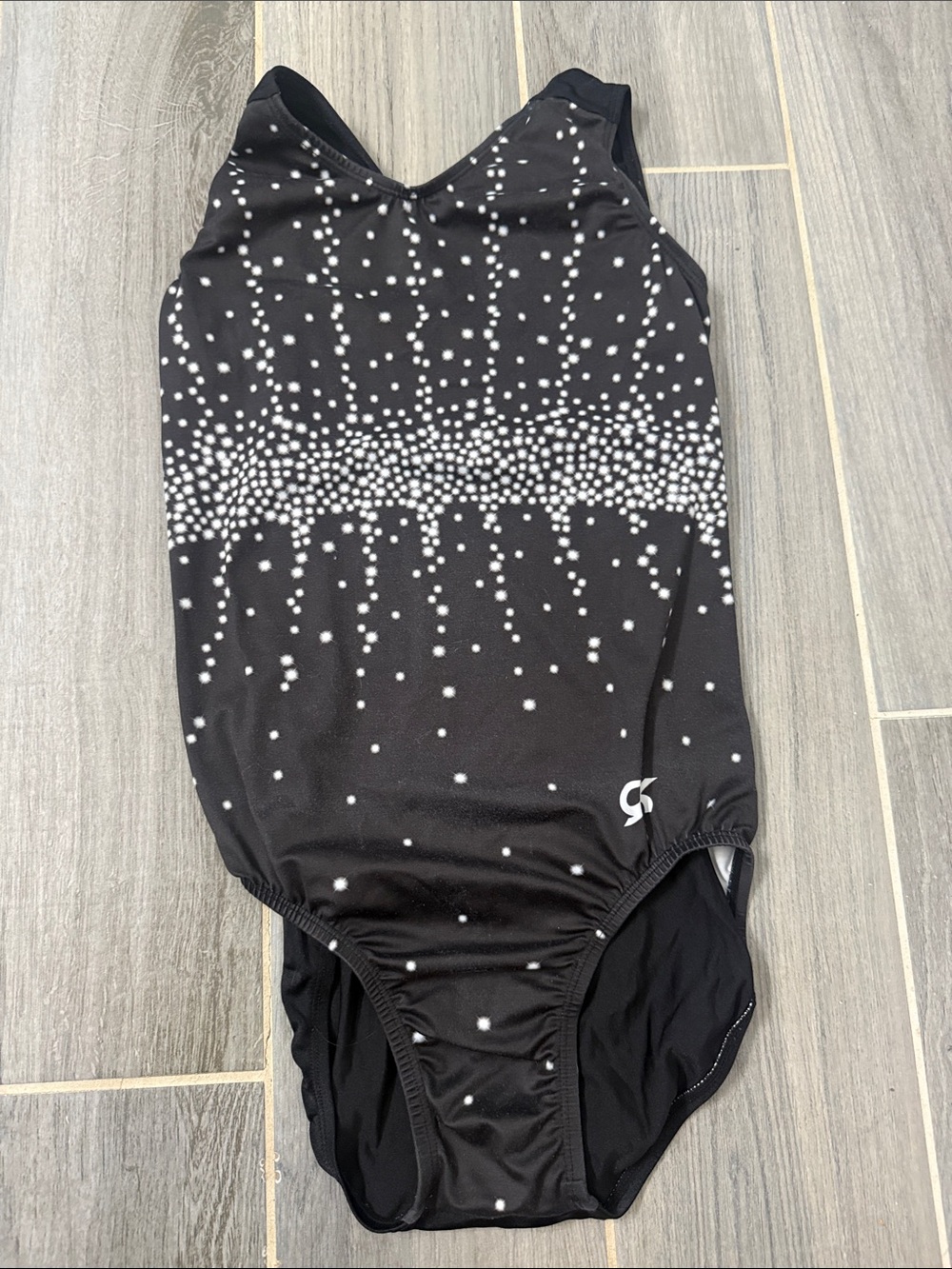 GK Black & White Dot Print Gymnastics Leotard